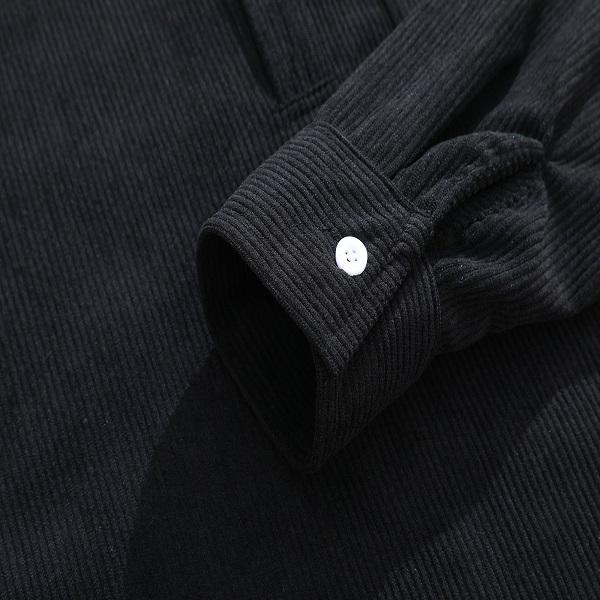 2 Counts Men's Corduroy Polo Shirt Green & Black Two-Tone Loose Long Sleeve Casual Coat Medium Fit Polyester