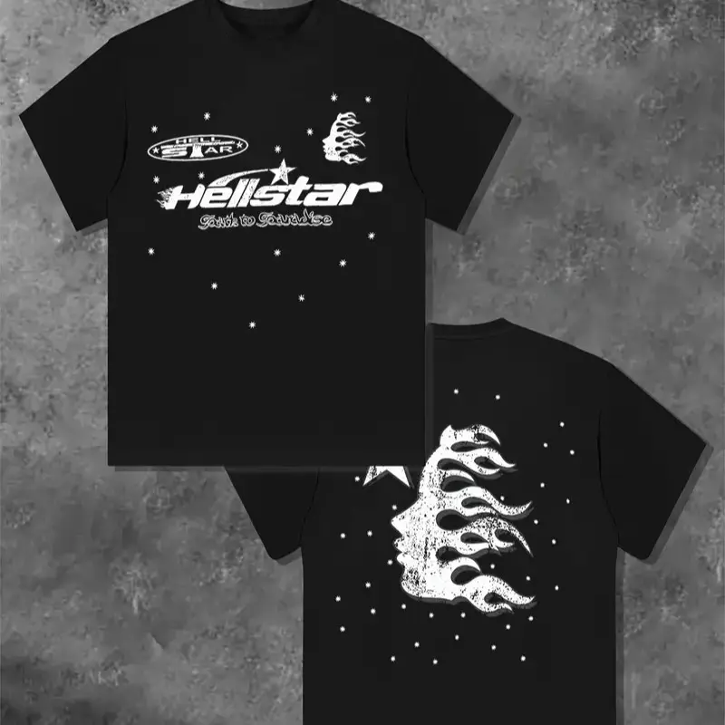 Hestar Men's Y2G Street Style T-Shirt - Double-Sided Christmas Tree & HESTAR Logo Print, 100% Cotton Breathable Crew Neck Tee, Regular Fit Casual Summer Top