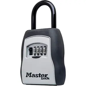 Master Lock Key Lock Box, Outdoor Lock Box for House Keys, Portable Combination Lockbox Resettable Code, 5400EC, Black