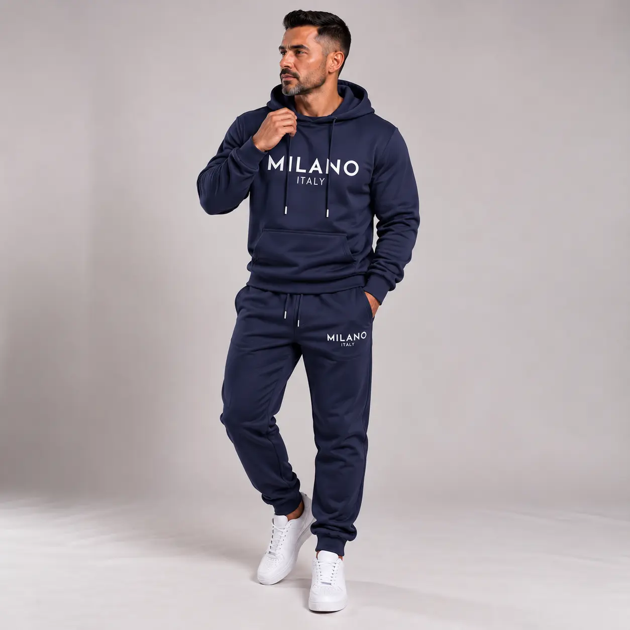 Men's Milano Printed Hoodie and Drawstring Sweatpants Set, Menswear, Casual Athletic Long Sleeve Hooded Jacket & Trousers for Fall & Winter, Men's Clothing for Daily Wear, Sportswear Indoor Outdoor, Tracksuit, Athleisure Summer Clothes