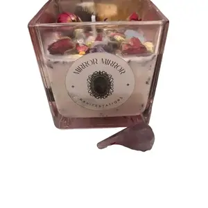 Mirror Mirror Manifestations Finesse Manifestation Candle with Dried Flowers and Crystal Decorations natural soy smelling candles Light Ornaments Freshener