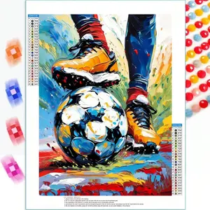 1pc 5D Round Diamond Painting, Football Silhouette Colorful Graffiti, Diamond Pattern Design Art Poster Wall Art Painting, Ideal For Beginners, And Craft Enthusiasts, Perfect For Home Decor, Great Gift For Birthdays