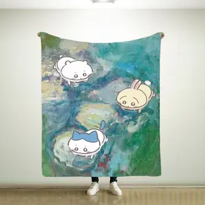 Cartoon Kawasaki Chikawa Fanart Throw Blanket, Super Soft Cozy Fleece, Lightweight Plush Bedding Couch Blanket, Home Decor Bedroom Decor Blankets Birthday Gifts Suitable for Friends, Family, and Partners,summe