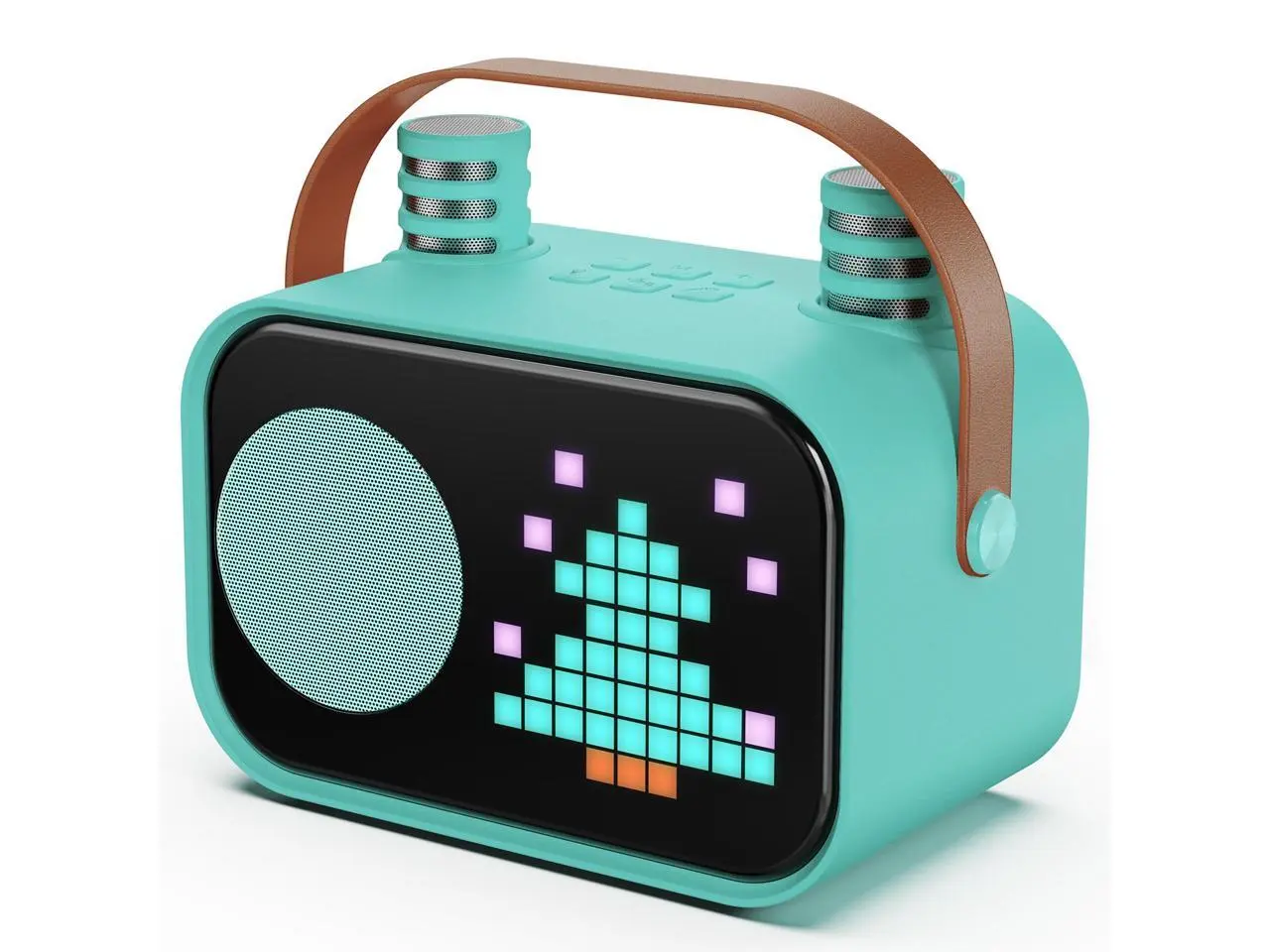 JYX Karaoke Machine, Home Karaoke System with 15 Animated Dispaly Modes, Mini Portable Wireless Karaoke Machine with 2 Microphones, Green