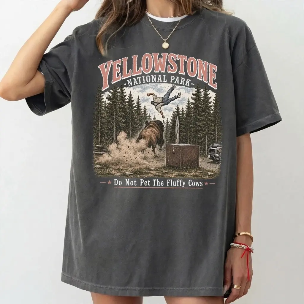 Comfort Colors Yellowstone Do Not Pet The Fluffy Cows Shirt, Funny Bison Meme Tee, National Park Graphic, Wildlife Lover Gift