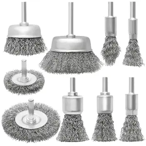 9 count Wire Wheel Brush Set for Drill,Stainless Steel Wire Cup Wheel with 1/4 Inch Shank for Rust Removal,  and Scrub Surfaces