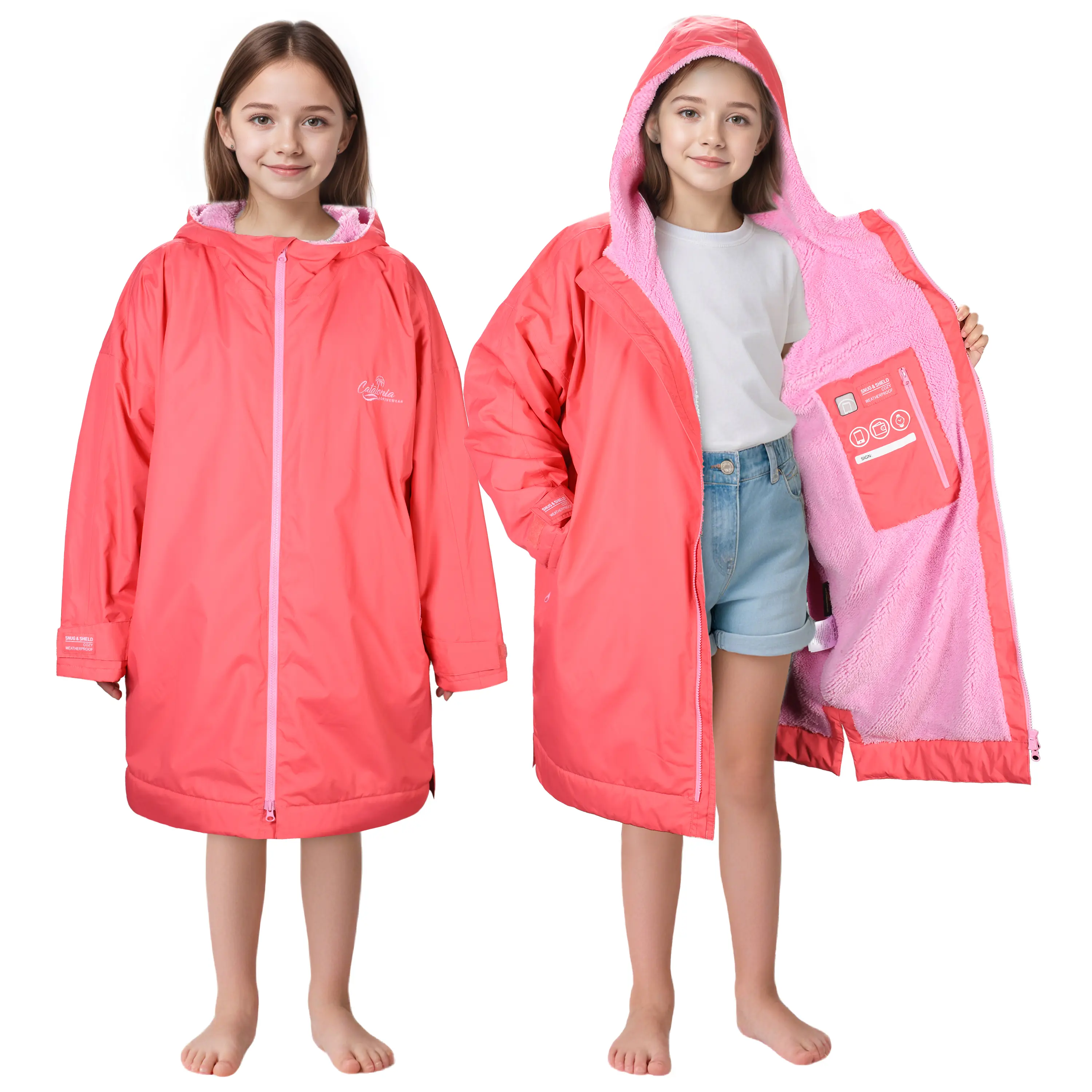Kids Waterproof Fleece Lined Swim Parka