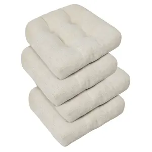 Downluxe Chair Cushions for Dining Chairs 4 Pack, Tufted Memory Foam Chair Pads with Non-Slip Bottom, U-Shaped Kitchen Chair Cushions, 17"x17"x4", #TikTokShopBlackFriday