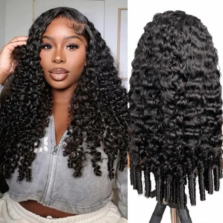 Vipeony Burmese Curly Drawstring Half Wig Human Hair Wear Go Glueless Wigs Human Hair Curly 3 In 1 Half Wigs for Women 200% Density  No Glue No Sew Natural Color & Beginner Friendly Easy Install Drawstring Seamless Flip Headband Wig Beginner Friendly
