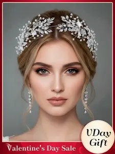 Elegant Rhinestone Bridal Headband Leaf Design Wedding Hair Accessory for Bride Party Dress