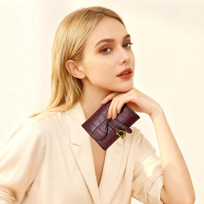 Crocodile Embossed Wallet with Gold Charm Women's PU Leather Card Holder Clutch Stylish Compact Wallet for Daily & Casual Use Burgundy Crocodile Embossed Wallet with Gold Charm Women's PU Leather Card Holder Clutch Stylish Compact Wallet for Daily & Casual Use Burgundy