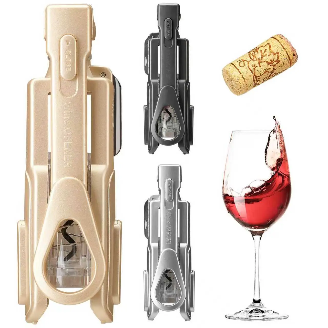 Effortless Smooth Cork Puller Bottle Opener - Gold, Silver, Black Metal Utensil Corkscrews, Kitchen & Bar Utensils, Easy Operation for Beginners, Ideal for Wine Enthusiasts, Bottle Opener Corkscrews