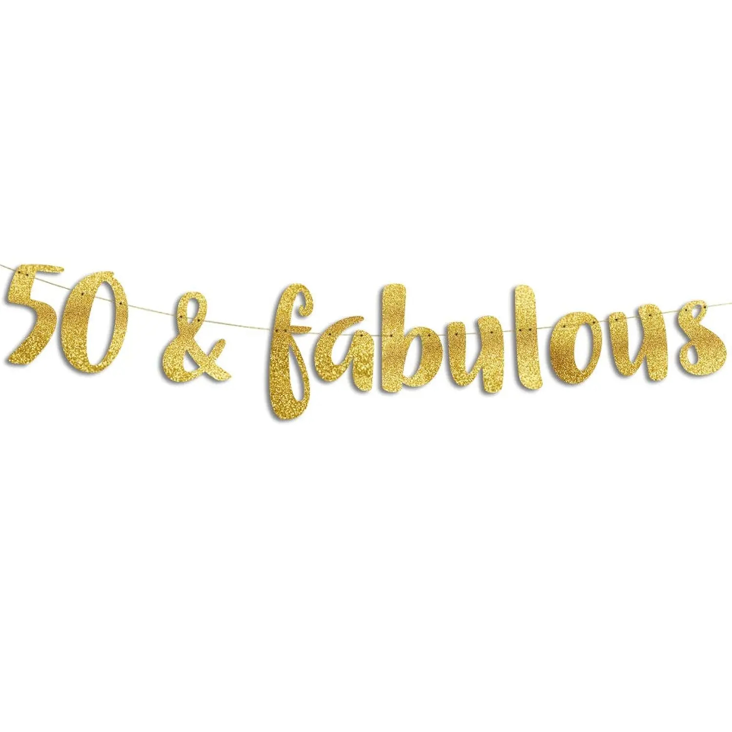 Gold Glitter 50 & Fabulous Banner for 50th Birthday, Anniversary, and Milestone Party Decor