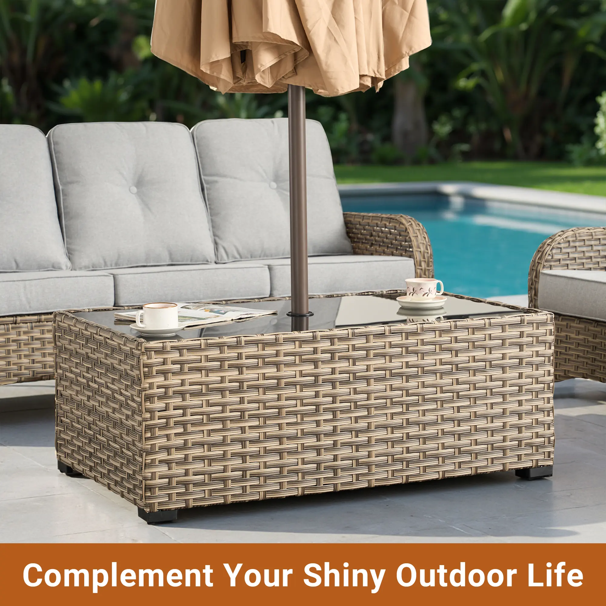 47" Rectangular Umbrella Hold Table Style 3