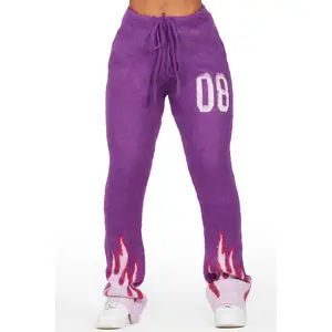 Della Purple Mohair Stacked Track Pant