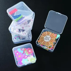 Compact Transparent Storage Boxes - Hinged Lid, Sticker Organizer, Mini Clear Plastic, Multifunctional, Portable, BPA-Free, Perfect for Craft & Beauty Supplies, Decoration Sticker
