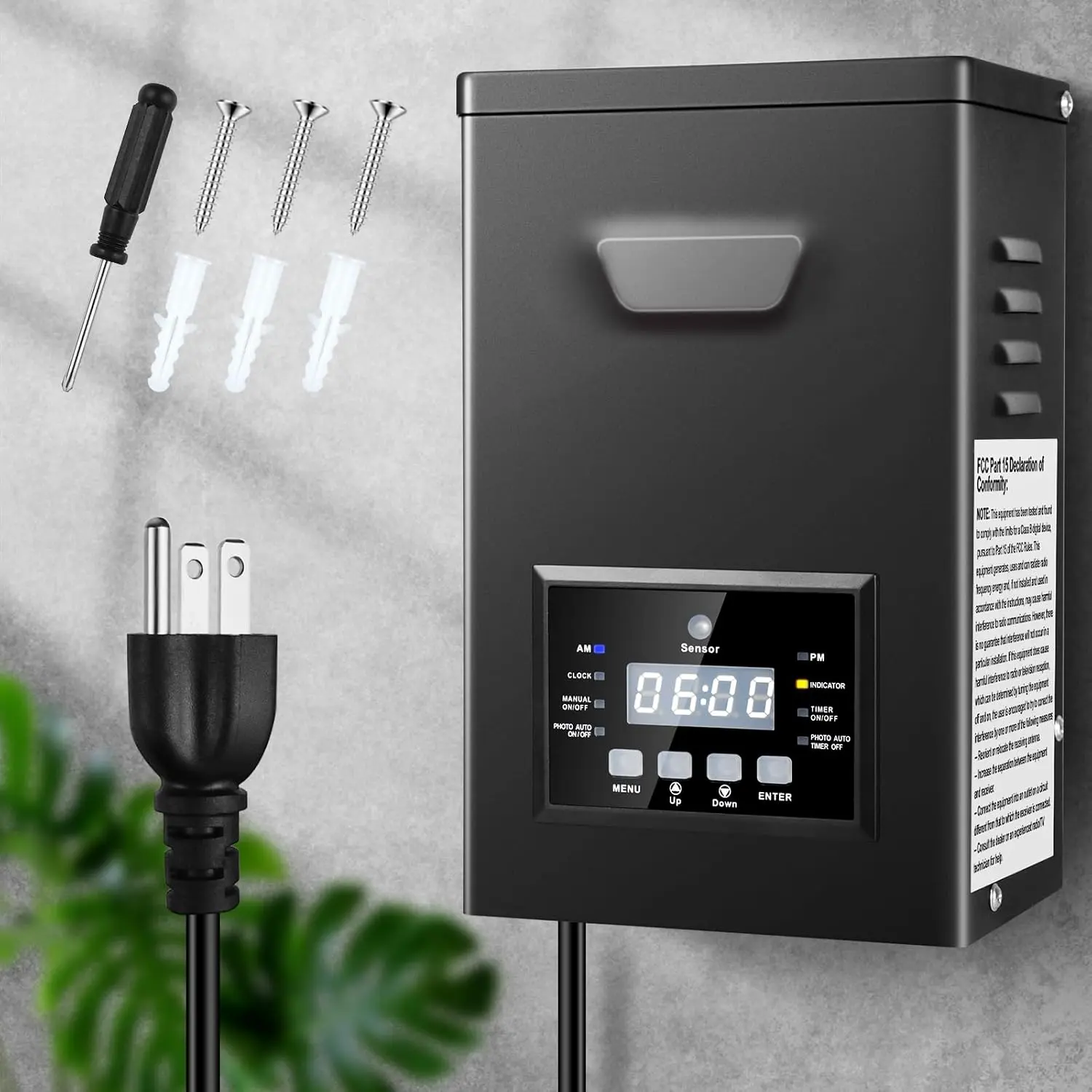 150W Low Voltage Landscape Transformer, Landscape Lighting Transformer with Photocell Sensor & Timer, 120V to 12V/15V AC Outdoor Weatherproof  for Spotlights, Garden Path Light