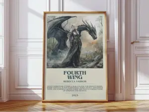 Fourth Wing by Rebecca Yarros Unframed Paper Print Poster, Multi-Size Literary Wall Decoration, Room Wall Art, Borderless Design, Gift for Book Lovers, Shipping Tube Included, Free Delivery