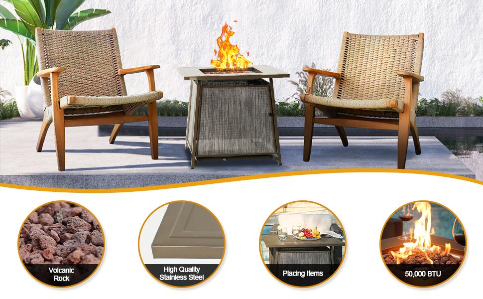 BALI OUTDOORS 28-Inch Square Propane Gas Fire Pit Table – 50,000 BTU with Lid & Lava Rocks for Patio, Backyard, and Deck TikTokShopBlackFriday
