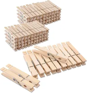 100PCS Wooden Clothes Pins 3.5 Inch Heavy Duty Clothespins for Hanging Laundry, Rust-Resistant Strong Grip Clips for Clothes, Crafts & Photo Display