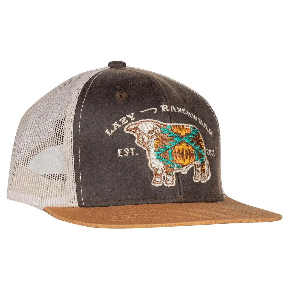 Lazy J Ranch Brown & Tan Apache Hereford Bull Mid Profile Trucker Hat, Breathable, Cotton, Polyester/Cotton, Six Panel