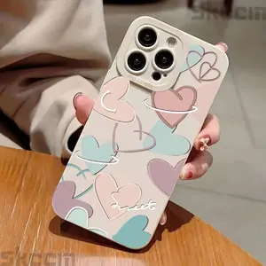 Sweet and Colorful Heart-Shaped Mobile Phone Protective Shell, suitable for iPhone 17 Air/16 plus/15 Pro Max/14 Pro/13/12/11 and Other Mobile Phone Cases/as a Birthday/Holiday Gift for Family and Friends, Girlfriend, ms212