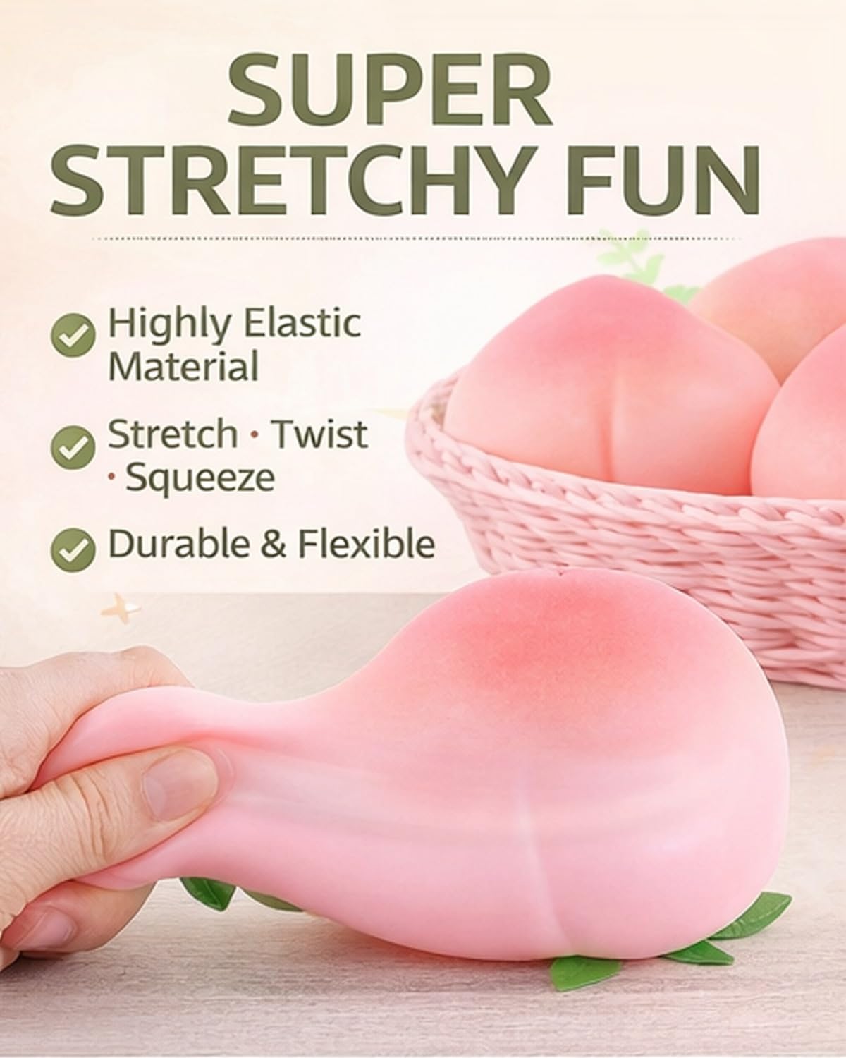 Transparent Peach Squishy Stress Relief Toy – Slow Rebound Soft Squeeze Peach for Adults, Sensory Fidget, Anxiety & Stress Relief, Fun Desk & Home Relaxation Gift carrot balloon wax slime dumpling salted butter