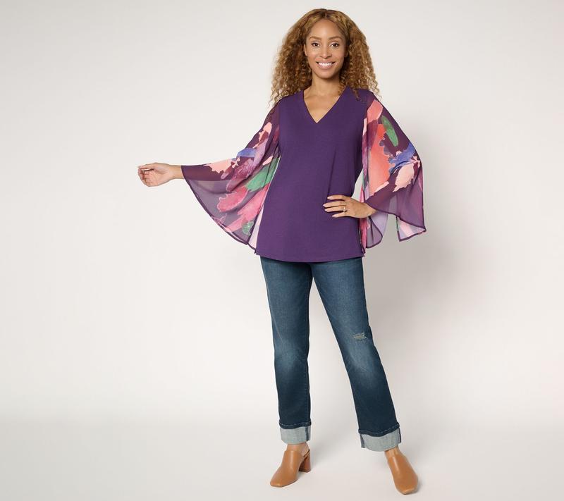 Brandis Dress Out Loud Autumn Abstract Breezey Sleeve V-Neck Top