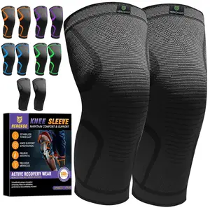 Herokoo 2 Pack Knee Braces for Running Knee Pain, Compression Knee Brace for Women & Men, Knee Sleeve, Sports Knee Braces for Meniscus Tear, ACL & Arthritis Pain Relief (Black, Small)