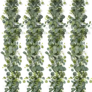 Artificial Eucalyptus Garland, Creative DIY Spring Green Faux Eucalyptus Leaf Vine, Decorative Plants for Wedding Party Home Garden, Fake Plant Vine