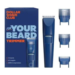 Dollar Shave Club For Your Beard Trimmer – Cordless Waterproof Beard & Facial Hair Trimmer with Adjustable-Length Dial, Three Guards, USB-C Rechargeable