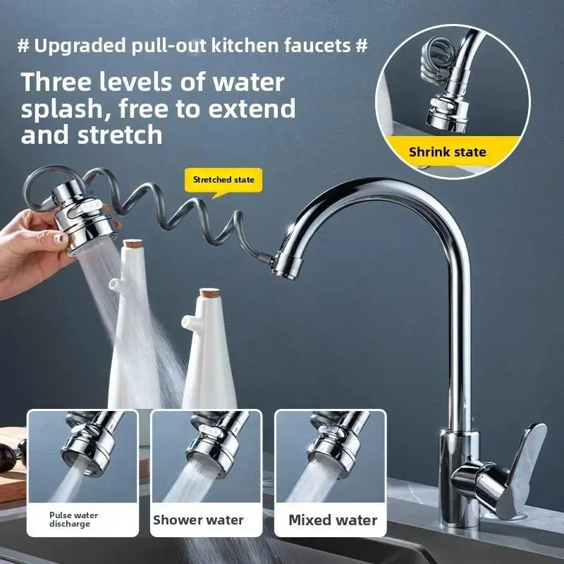 2PCS Rotatable Rotary Faucet Aerator Extensions, 360° Swivel 3-Mode Splash-Proof Sink Tap Sprayer Attachments, Universal Fit Water-Saving Pressure-Boosted Fixtures for Kitchen, Bathroom, Easy Installation