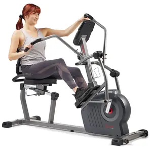 SUNNY Elite Recumbent Cross Trainer Elliptical Bike Home Gym Workout Fitness Full Body Arm and Leg Training 12 Level Magnetic Resistance Seated Low Impact Exercise Machine with Display Monitor Indoor Cardio Equipment for Home Use 300 lbs Capacity