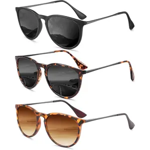3 Pack Sunglasses Womens Polarized Sunglasses-Women: Retro Round Sun Glasses with UV400 Protecion Trendy