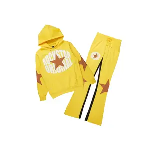 States Yellow Baggy Stacked Hoodie Track Set