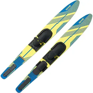 VEVOR Water Skis, Adult Water Ski with Adjustable Horseshoe Bindings Padded Rear Toe Plate, High - Gloss UV Coating Waterskis Combo for Adults Up to 300 lbs