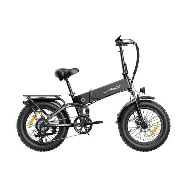 Jasion X-Hunter Compact Adult Electric Bike, 1400W Peak Motor, 85 Nm High Torque, 30+ MPH Top Speed, 48V 13Ah Removable Battery, Full Suspension 20”x4.0 Fat Tires, Foldable E-Bike for Off-Road Riders