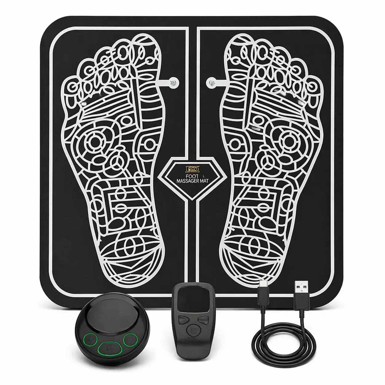 Portable Foot Massager Mat Electric Pad w Remote 8 Modes 19 Levels Adjustable Daily, Lightweight