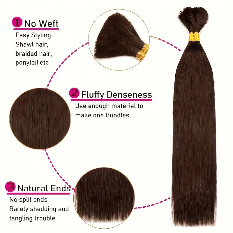 2025 Hot New Straight Braiding Hair Bulk - Virgin Human Hair Extensions, Unprocessed for Versatile Styling, Ideal for All Ethnicities, Textured Hairstyle |   Deep Glossy Shine |   No Weave Hai