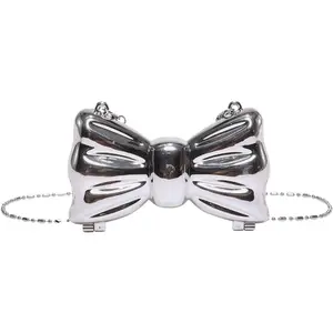Women's Bow Shaped Mini Clutch Purses  Evening Bag Chain Strap Solid Mini Crossbody Bag for Party