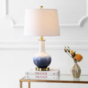 JONATHAN Y Gradient Ceramic/Brass LED Table Lamp , for bedroom, living room, foyer, hallways, dining room, dorms