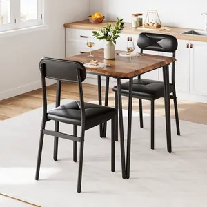 Modern 3 Piece Dining Table Set, Space-Saving Square Dinner Table with Comfort Upholstered Chairs, Sturdy Compact Dining Furniture Perfect for Small Apartments, Kitchen and Living Room