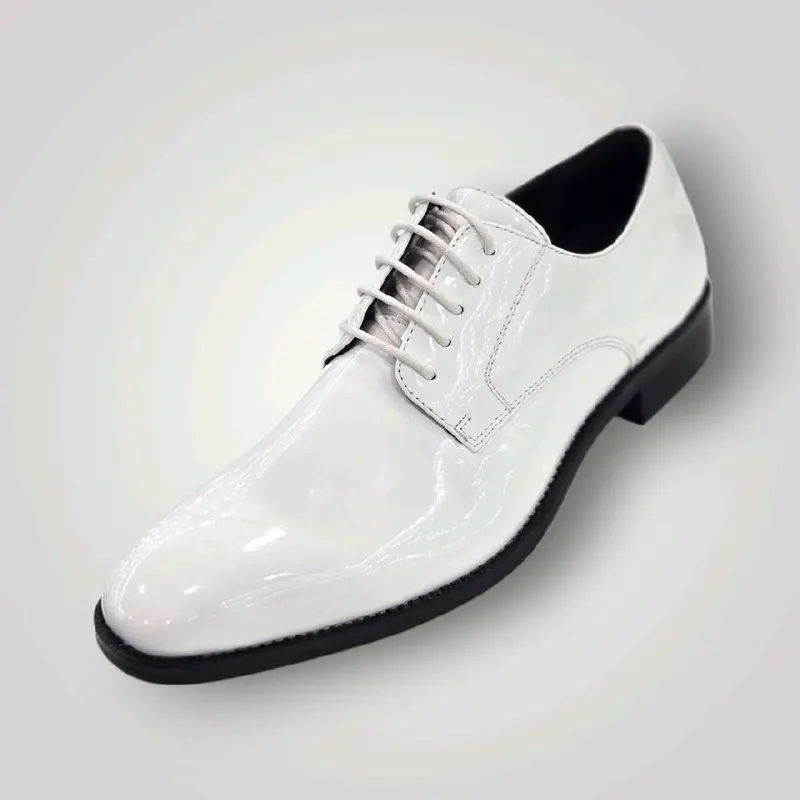 knee length dresses for ladies Mens Shoes Smart Formal Perforated Pointed Laced White Patent Leather PU