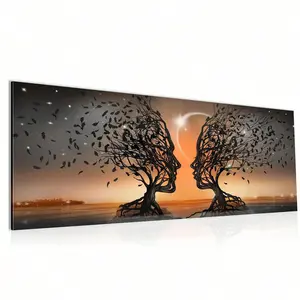 Abstract Twilight Lover Kiss Pattern DIY Diamond Arts Colorful Painting Kit without Frame, 1 Count DIY 5D Round Full Diamond Painting for Home Decor Wall Art Painting