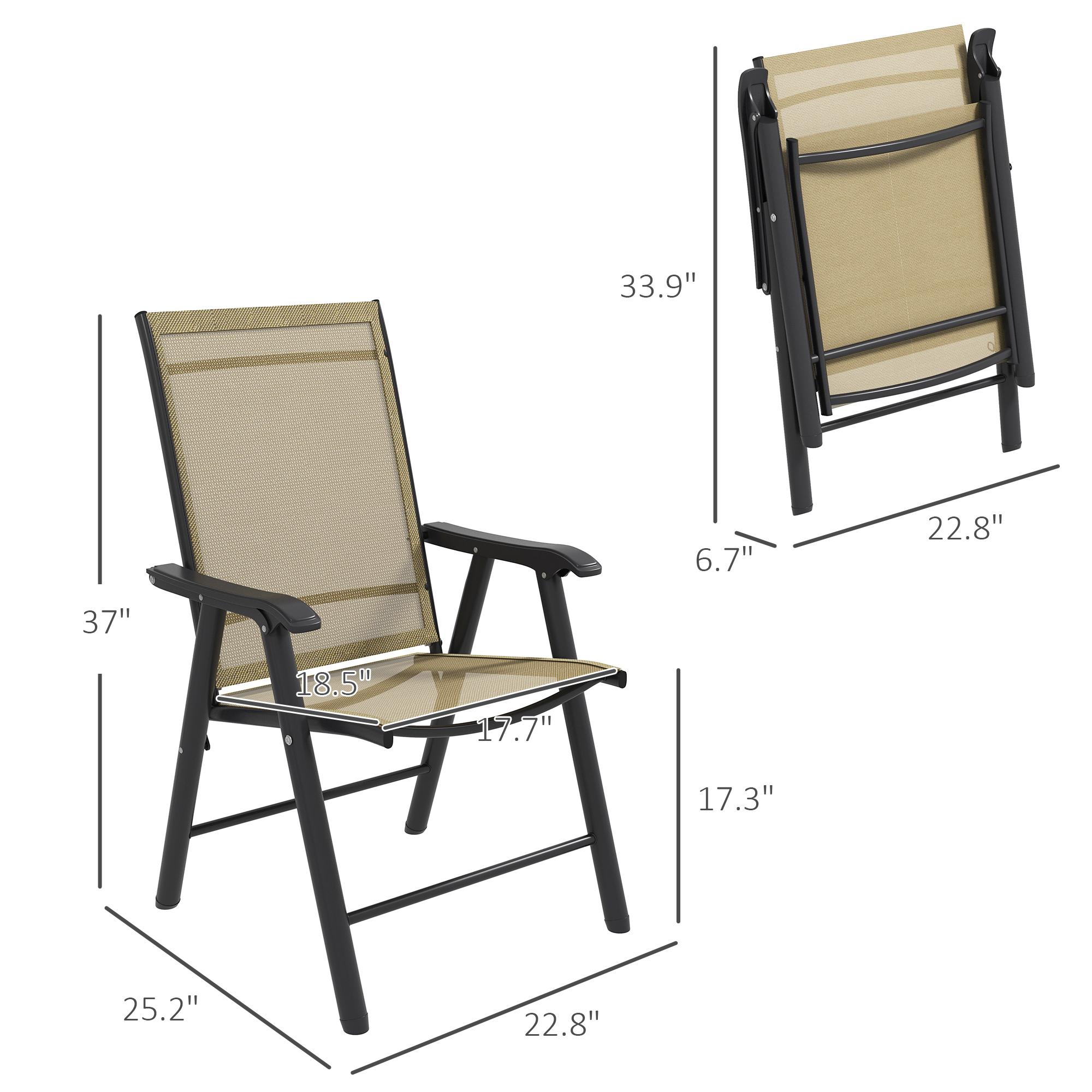 Patio Folding Chairs, Set of 4,Stackable Outdoor Sling Patio Dining Chairs with Armrests for Lawn, Camping, Dining, Beach, Metal Frame desk chair