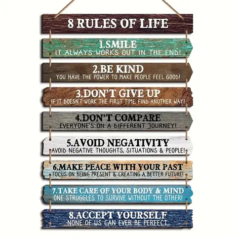 Inspirational Wooden Wall Decor Set, 30x4 Cm, 9 Pieces, Motivational Quotes, Home & Office Decoration, Wall Ornaments, Wall Art Hanging, Decorative Wall Decor, Room Decor Inspirational, Unique Gift Idea