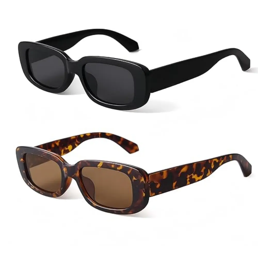 2PCS Rectangle Sunglasses for Women Retro Driving Glasses 90’s Vintage Fashion Narrow Square Frame 2PCS Rectangle Sunglasses for Women Retro Driving Glasses 90’s Vintage Fashion Narrow Square Frame