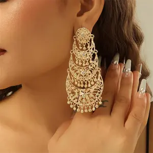 Luxurious Arabia Wedding Earrings - Drop & Dangle, Fashionable Versatile Alloy Ear Accessories with Indian Touch, Light and Trendy, Perfect for Women's Celebration and Special Occasions