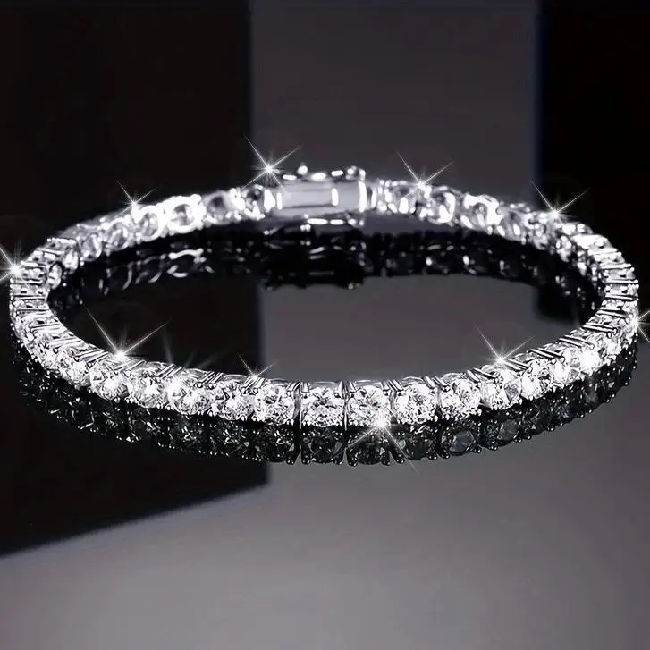 Moissanite Synthetic Tennis Bracelet | 2-6mm VVS1 Sparkling Stones |  6-8.5" for...