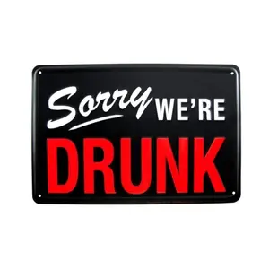 Vintage Metal Sign, Sorry We're Drunk Letter Pattern Wall Art, Wall Decor for Home, Restaurant, Bar, Cafe or Garage